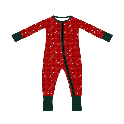 Christmas Cute Prints Baby Clothes Infants Trendy Clothes Bamboo Pajamas Toddler Sleepwear Kids Wholesale Romper