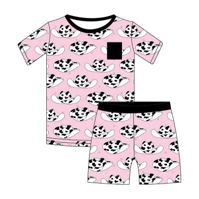 Brand New High Quality Bamboo Baby Girl Pajamas Short Sleeve Baby Pajamas Set with Pocket CPCS Certificated Girl Clothing